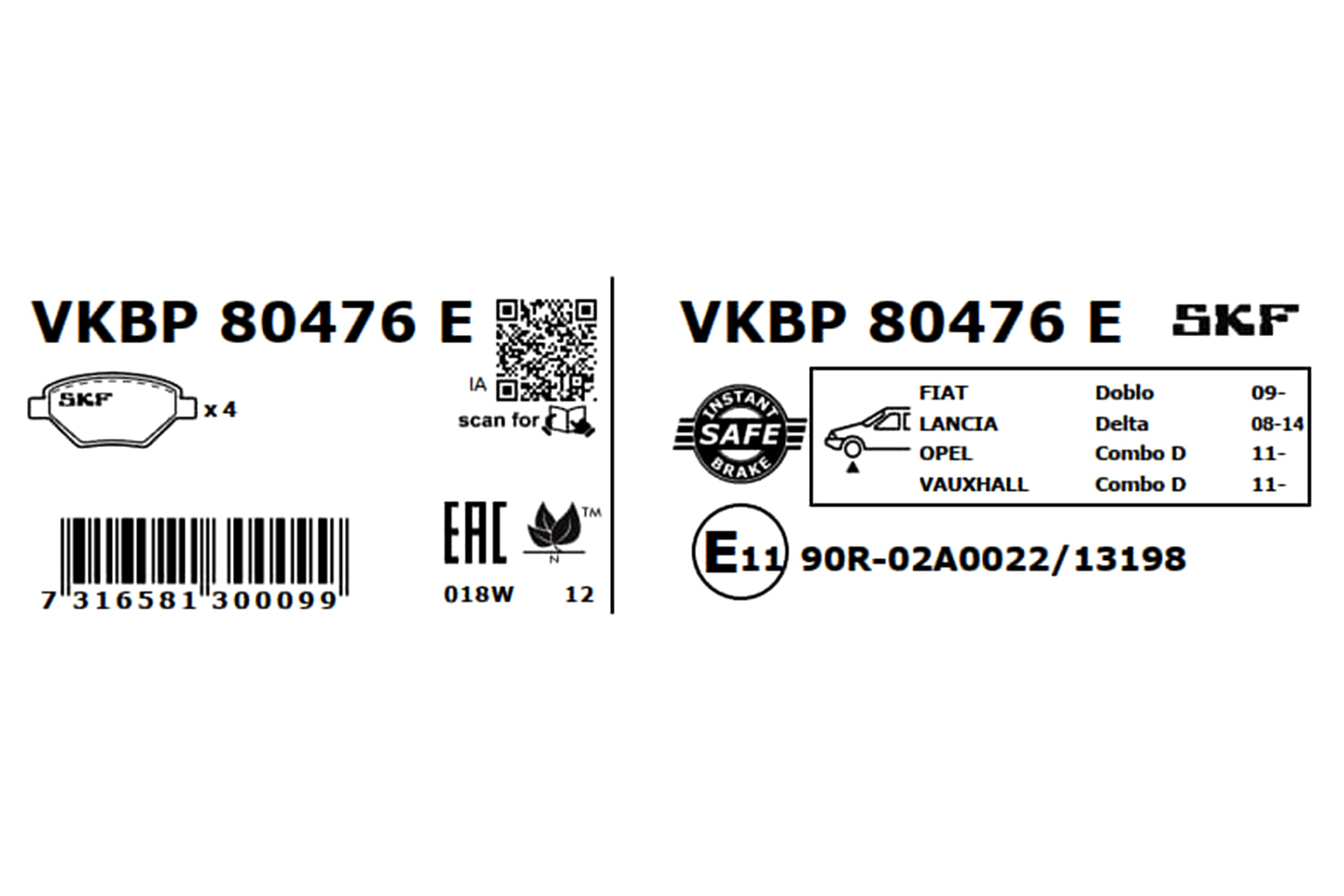 Placute frana SKF VKBP80476E